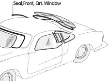 Seal,Qtr. Window, Front Ghia ' 56 - ' 59