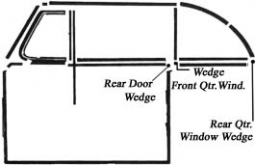 Wedge Front Quarter Window<Br>Left & Right Bug Conv 54-64