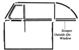 Scraper, Outside Qtr. Window<Br> Rubber Only Bug Conv 65-79